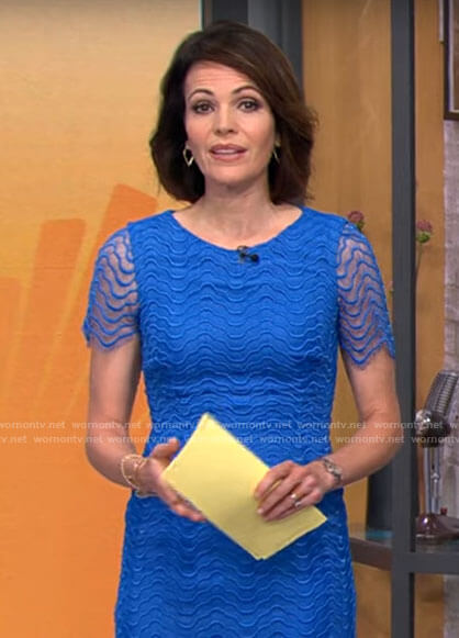 Tanya Rivero’s blue wavy mesh dress on CBS Mornings