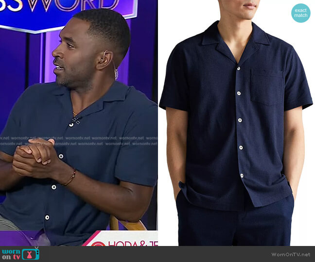 Ted Baker Chatley Short Sleeve Pique Button-Up Shirt worn by Justin Sylvester on Today