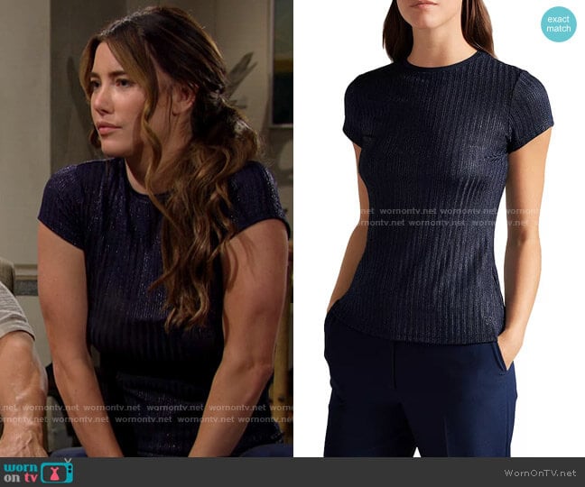 Ted Baker Catrino Tee worn by Steffy Forrester (Jacqueline MacInnes Wood) on The Bold and the Beautiful