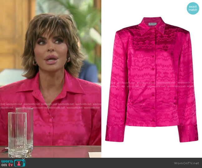 The Attico Abstract-Print Classic-Collar Shirt worn by Lisa Rinna on The Real Housewives of Beverly Hills