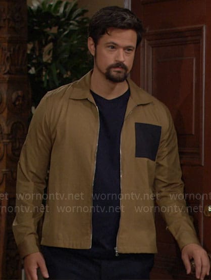 Thomas's tan jacket with contrasting pocket on The Bold and the Beautiful