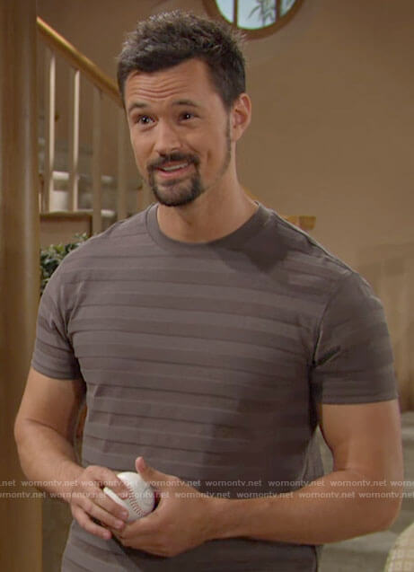 Thomas’s grey striped t-shirt on The Bold and the Beautiful