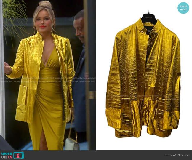 Tom Ford Croc-Embossed Leather Jacket worn by Diana Jenkins on The Real Housewives of Beverly Hills