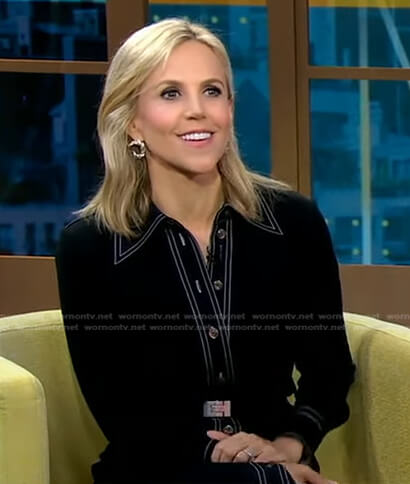 WornOnTV: Tory Burch's black shirtdress with white stitching on Good  Morning America | Clothes and Wardrobe from TV
