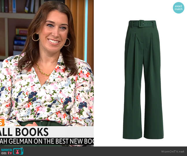 Veronica Beard Maliyah Pants in Forest worn by Sarah Gelman on CBS Mornings