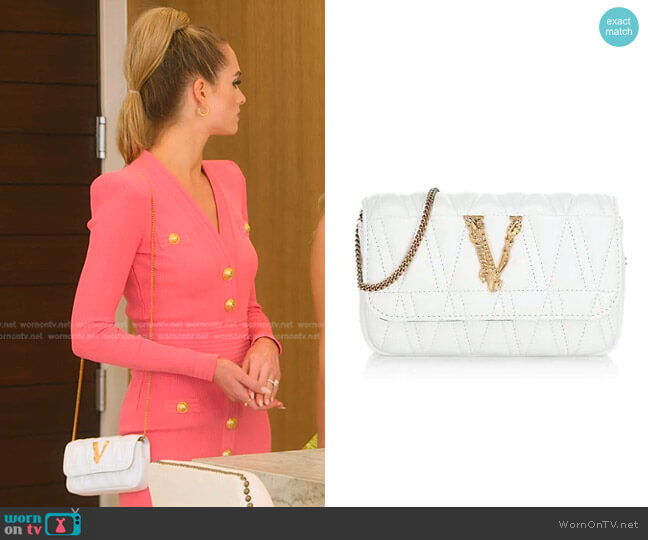 Versace Virtus Quilted Leather Shoulder Bag worn by Alexandra Jarvis (Alexandra Jarvis) on Selling the OC