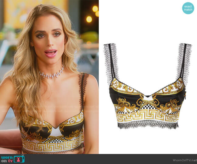 Versace Silk Twill and Lace Printed Crop Top worn by Alexandra Jarvis (Alexandra Jarvis) on Selling the OC