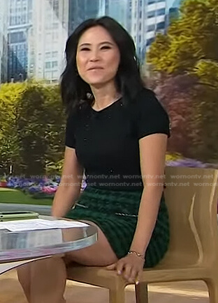 Vicky’s green check mini skirt on Today