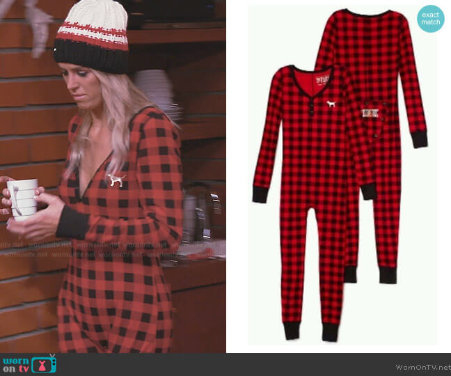 Victoria Secret Red Plaid Onesie worn by Olivia Flowers on Southern Charm