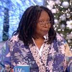 Whoopi’s blue floral embroidered kimono jacket on The View