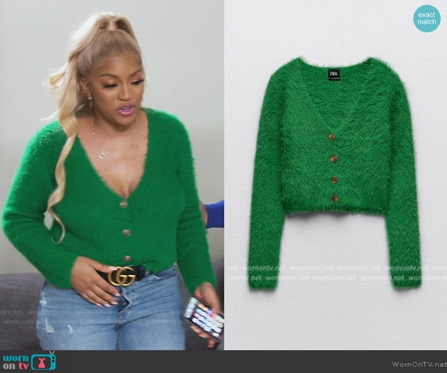 Zara Faux Fur Cardigan worn by Drew Sidora on The Real Housewives of Atlanta