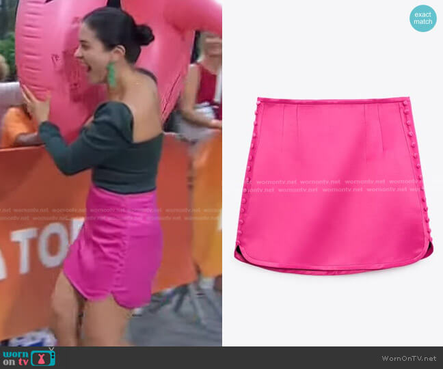Zara Buttoned Satin Effect Skirt worn by Donna Farizan on Today