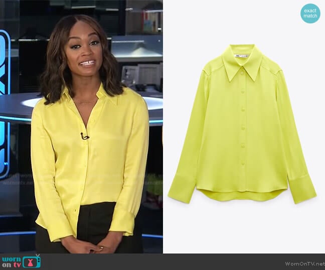 Zara Satin Effect Shirt worn by Rachel Lindsay on Extra