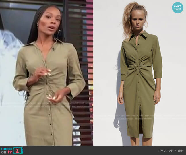 Zara Shirt Dress with Ruching worn by Zuri Hall on Access Hollywood