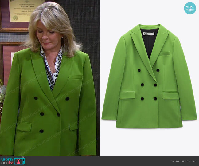 Zara Tailored Blazer with Buttons worn by Marlena Evans (Deidre Hall) on Days of our Lives