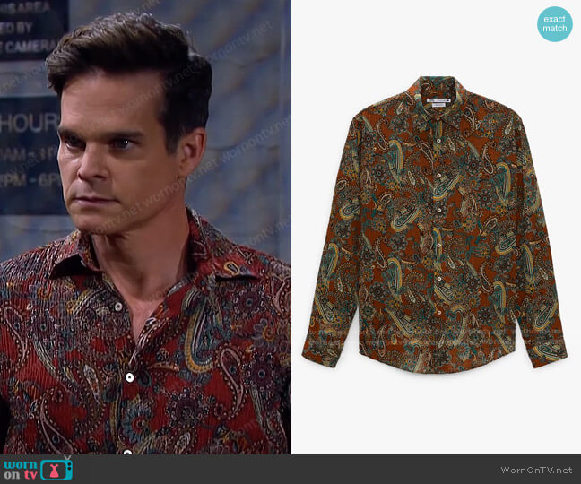 Zara Textured Paisley Shirt worn by Leo Stark (Greg Rikaart) on Days of our Lives