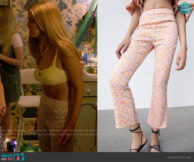 Zara Satin Effect Printed Pants worn by Karen Beasley (Mallory Bechtel) on Pretty Little Liars Original Sin