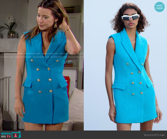 Zara Textured Vest Dress worn by Steffy Forrester (Jacqueline MacInnes Wood) on The Bold and the Beautiful