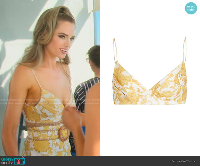 Zimmermann Postcard Floral Linen Bustier Top worn by Alexandra Jarvis (Alexandra Jarvis) on Selling the OC