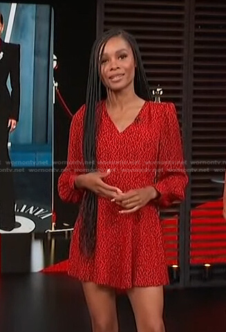 Zuri’s red leopard v-neck dress on Access Hollywood