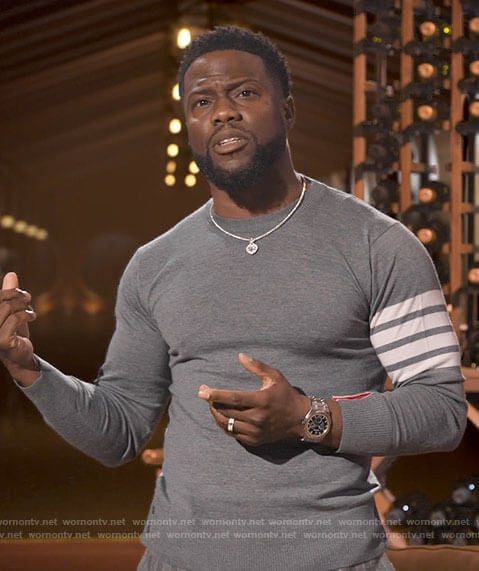Kevin Hart's grey sweater with striped sleeve on Hart to Heart