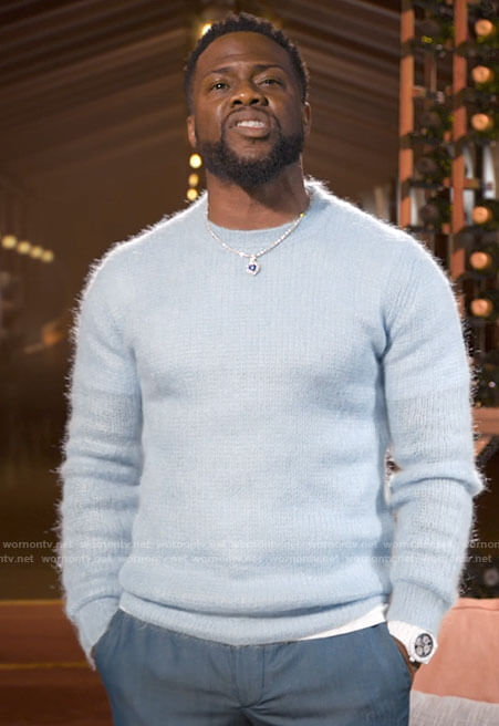 Kevin Hart's blue fluffy sweater on Hart to Heart