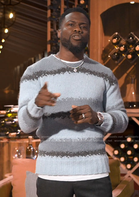 Kevin Hart’s blue striped sweater on Hart to Heart