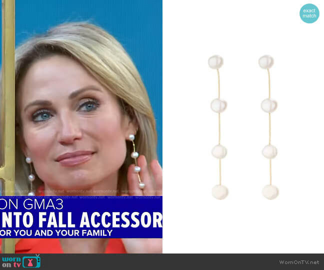Accessory Concierge Quinn Pearl Dusters Earrings worn by Amy Robach on Good Morning America