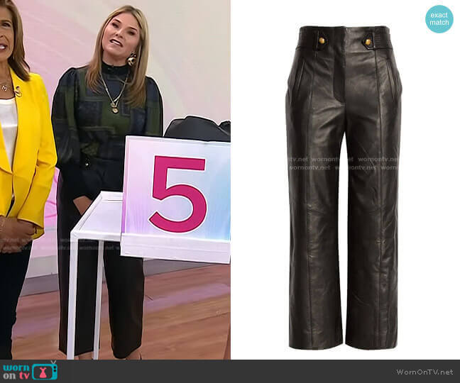 Veronica Beard Agee Wide-Leg Leather Pants worn by Jenna Bush Hager on Today