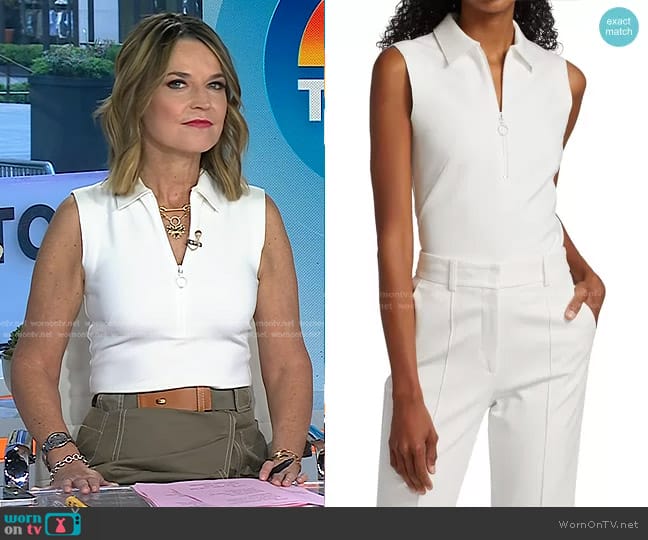 Akris punto Sleeveless Zip Polo Shirt worn by Savannah Guthrie on Today