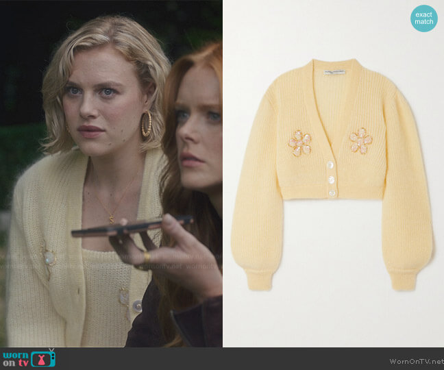 Alessandra Rich Cropped Embellished Mohair Blend Cardigan worn by Stella (Hannah van der Westhuysen) on Fate The Winx Saga