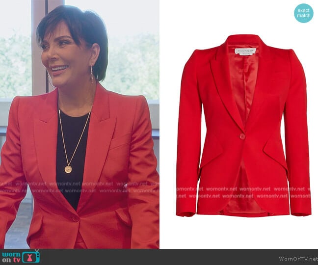 Alexander McQueen One Button Blazer Jacket worn by Kris Jenner (Kris Jenner) on The Kardashians