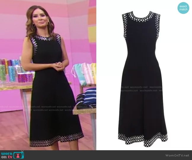 Alexander Wang Knit Eyelet Embellished Sleeveless Midi Dress worn by Rebecca Jarvis on Good Morning America