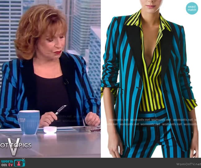 Alice + Olivia Breann Stripe Fitted Blazer worn by Joy Behar on The View