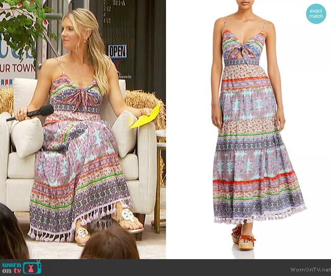 Alice and Olivia Minka Tie Front Maxi Dress worn by Amanda Kloots on The Talk