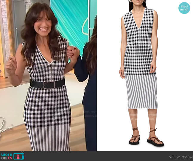 Another Tomorrow Gingham Knit Midi-Dress worn by Cara Mentzel on Sherri