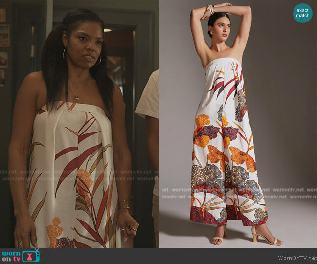 Anthropologie The Waistless Maxi Jumpsuit worn by Nina (Tyla Abercrumbie) on The Chi