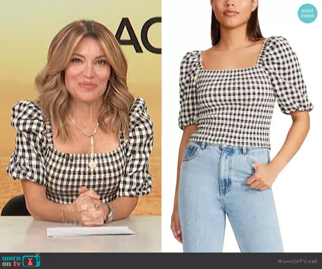 BB Dakota by Steve Madden Keys to The Gingham Top worn by Kit Hoover on Access Hollywood