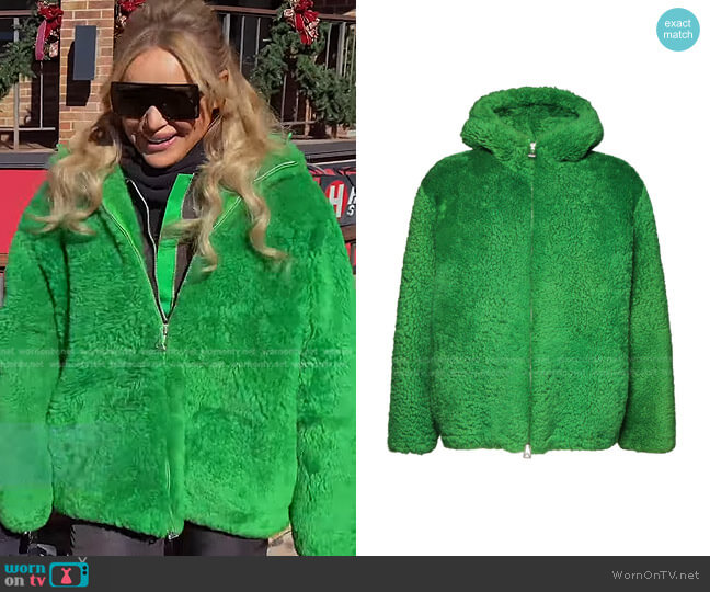 Bottega Veneta Hooded Teddy Shearling Jacket worn by Diana Jenkins on The Real Housewives of Beverly Hills