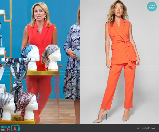 Guess Bethanisa Sleeveless Blazer and Pants worn by Amy Robach on Good Morning America