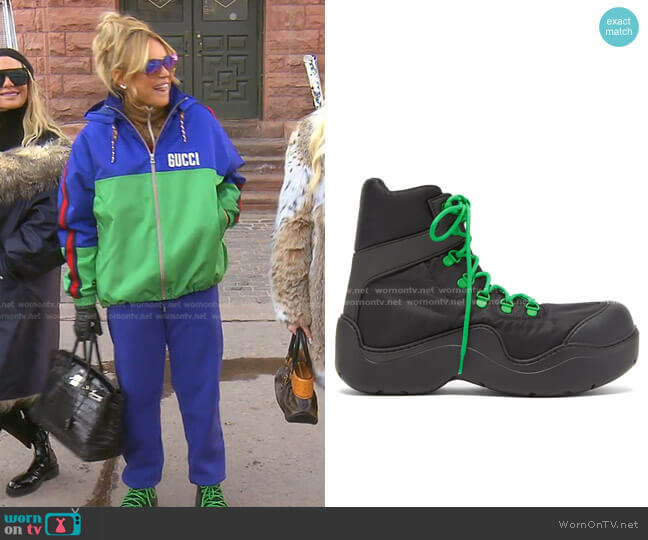 Bottega Veneta Puddle Bomber Nylon and Rubber Boots worn by Diana Jenkins on The Real Housewives of Beverly Hills