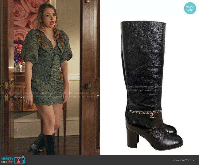 Chanel Calfskin with Chain High Boots worn by Kirby Anders (Maddison Brown) on Dynasty