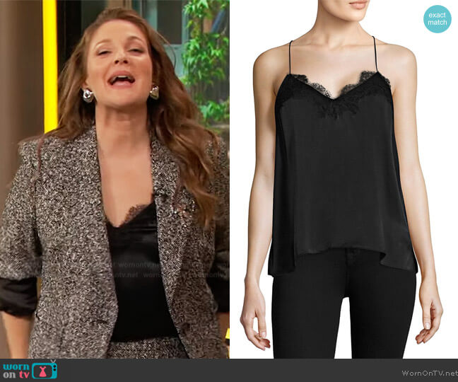 Racer Charmeuse Cami by Cami NYC worn by Drew Barrymore on The Drew Barrymore Show