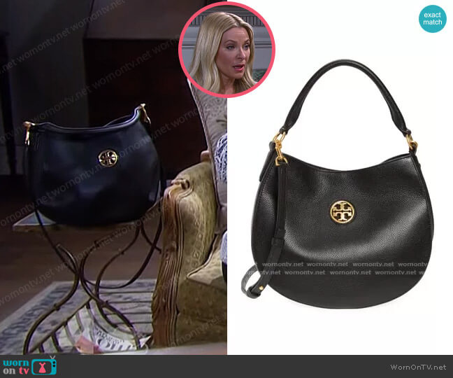 Tory Burch Carson Leather Hobo Bag worn by Jennifer Horton (Cady McClain) on Days of our Lives