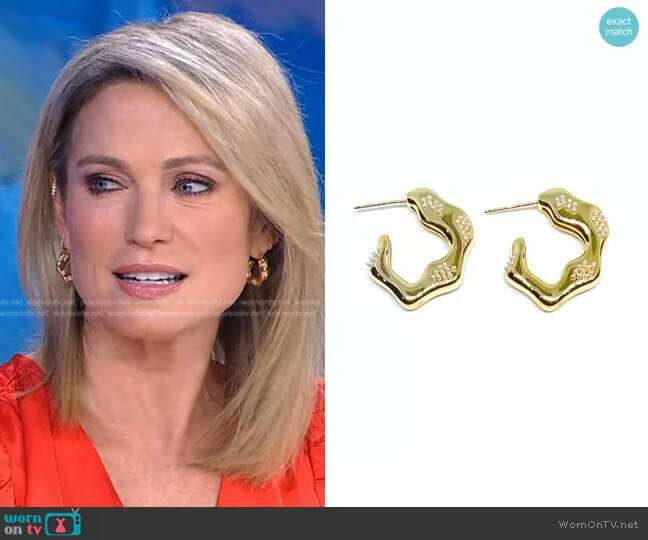 Accessory Concierge Charmer Hoops in Gold worn by Amy Robach on Good Morning America