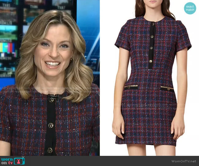 Sandro Chela Tweed Mini Dress worn by Courtney Reagan on NBC News Daily