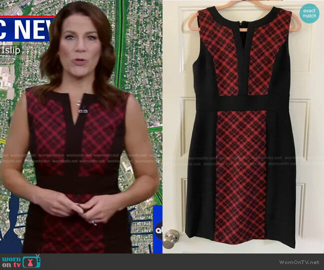 Chelsea Rose Plaid Sheath Dress worn by Heather O’Rourke on Good Morning America