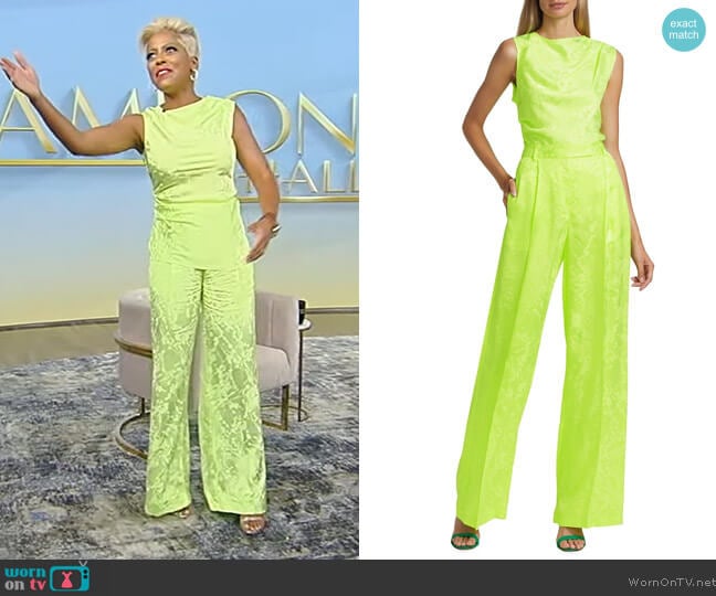 Christopher John Rogers Jacquard Asymmetric Blouse and Pants worn by Tamron Hall on Tamron Hall Show