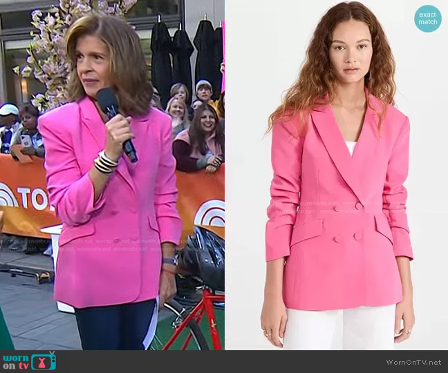 Cinq a Sept Kris Ruched Sleeve Double Breatsed Blazer worn by Hoda Kotb on Today