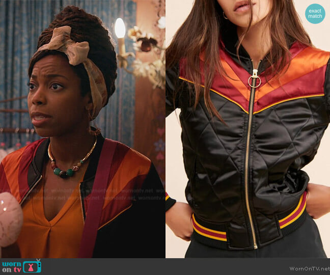 Classic Rock Couture at Etsy Quilted 70s StyleSatin Jacket worn by Denise (Sasheer Zamata) on Home Economics